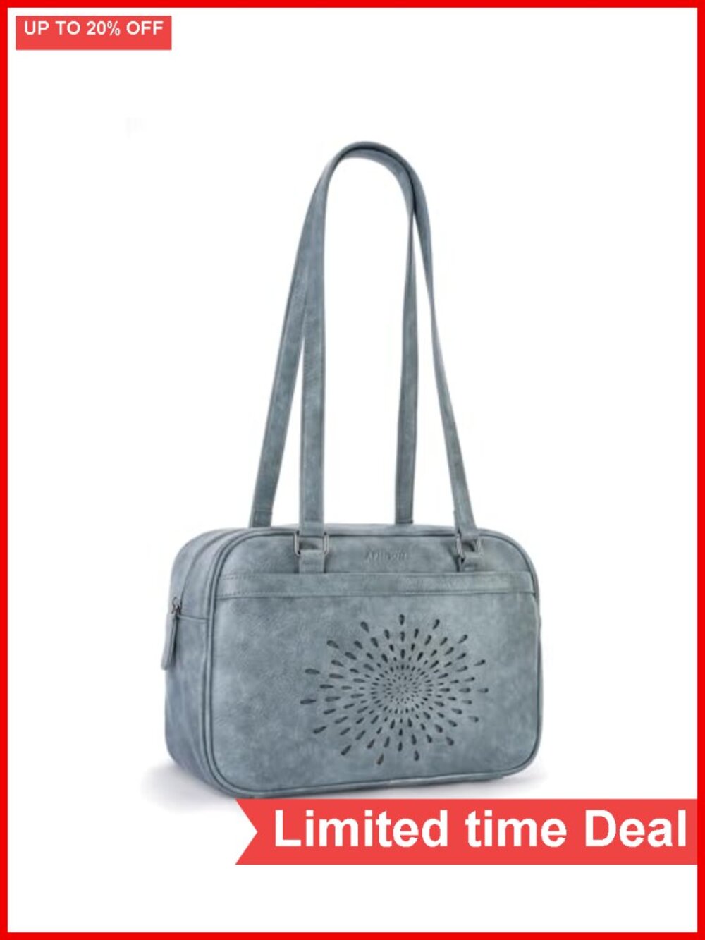 Women's Vegan Leather Hobo Shoulder Bag with Top Handle Floral Design